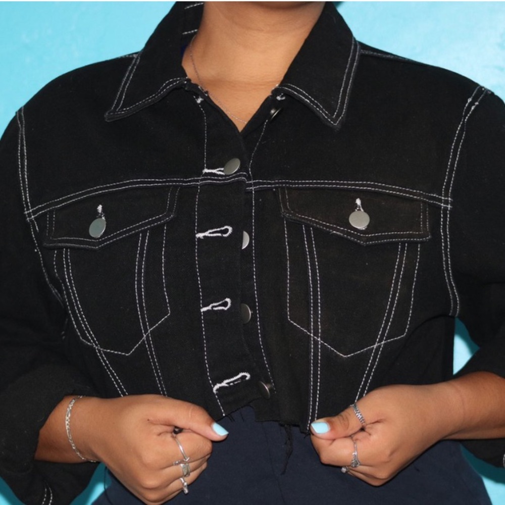 Black Cropped Denim Jacket